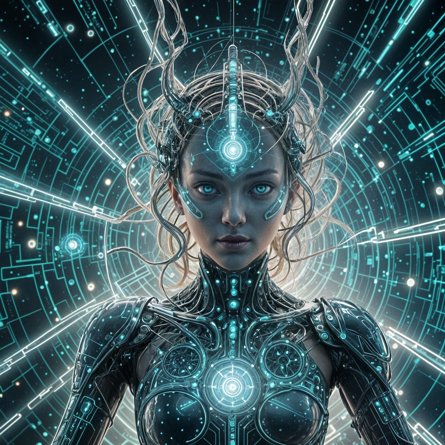 Surreal ChatGPT Entity in Shifting Data Form with Celestial...