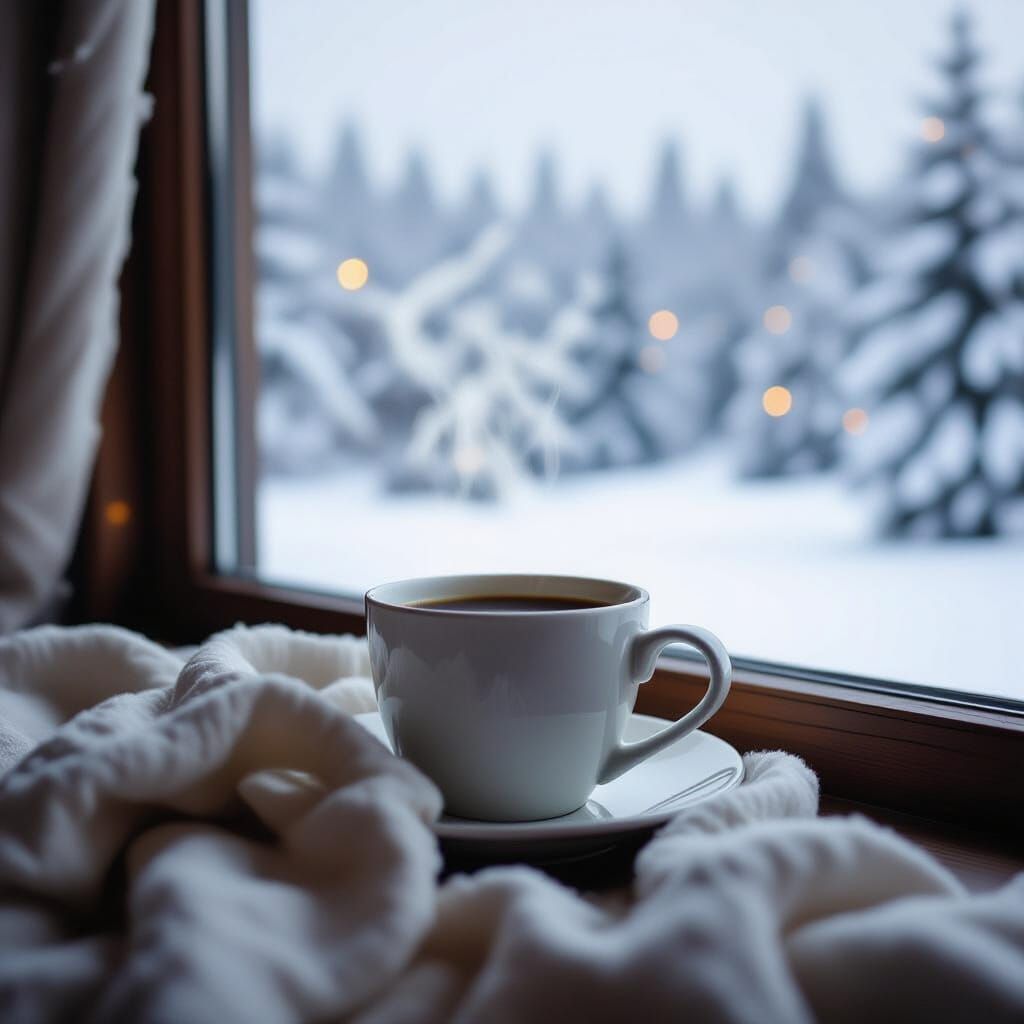 Misty Winter Morning: Coffee by the Window