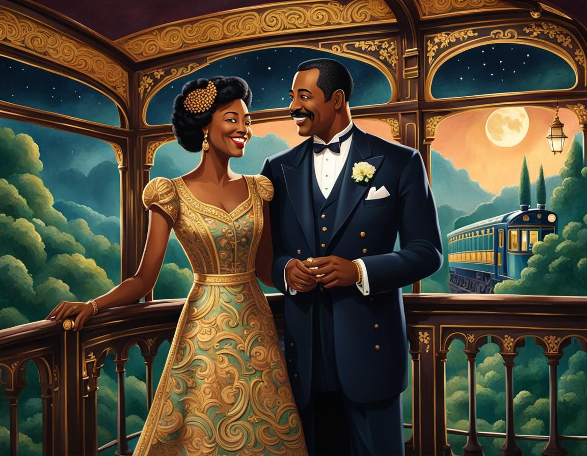 Folk Art Couple on the Orient Express