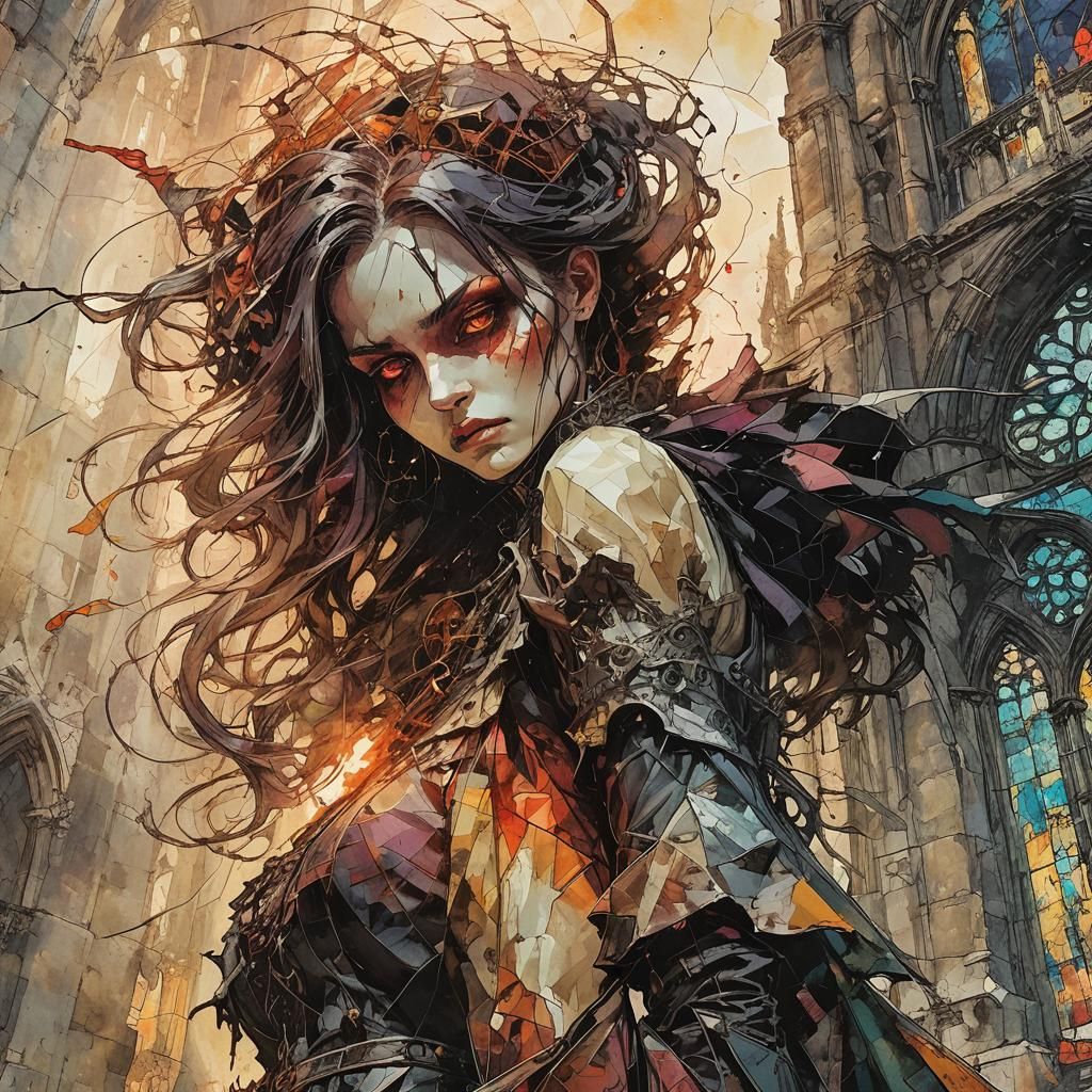 Gothic Frankenstein Girl in Fauvist Concept Art