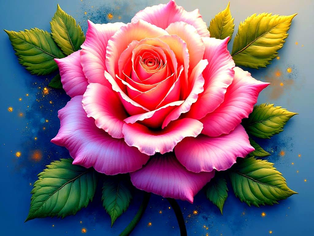 Vibrant Watercolor Rose in Stunning Ink Splatter Art
