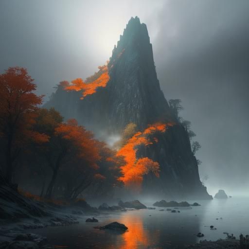 Misty Island Landscape: Digital Concept Art
