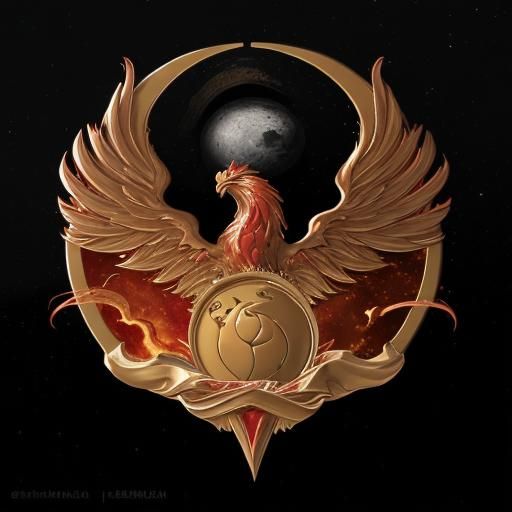 Metallic Phoenix Logo Rising From Flames