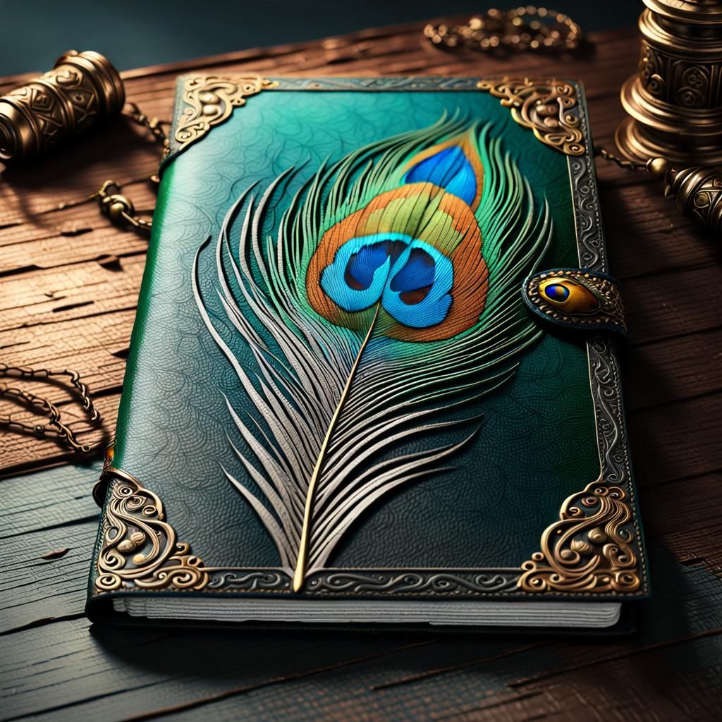 Peacock Feather Journal in Detailed Matte Painting