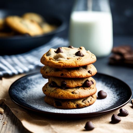 Chocolate Chip Cookies in Watercolor Style