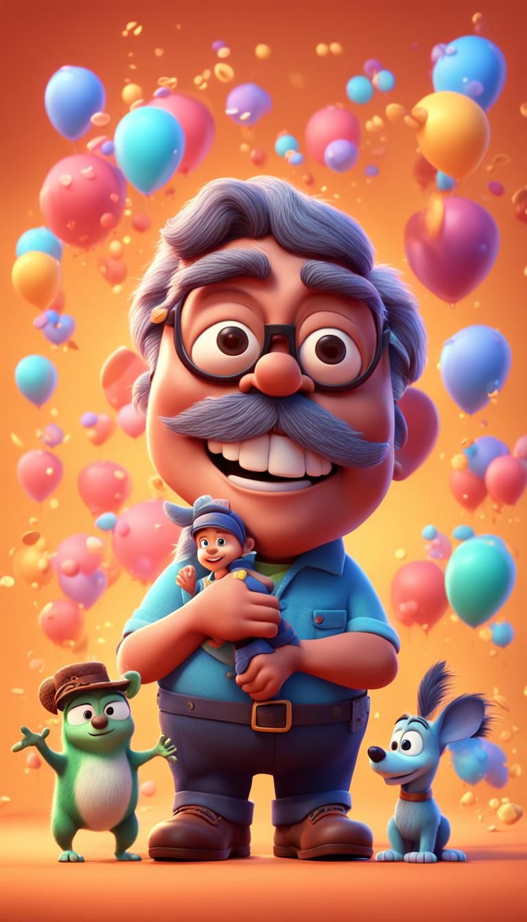 Happy Father's Day in Pixar-Style 3D Art