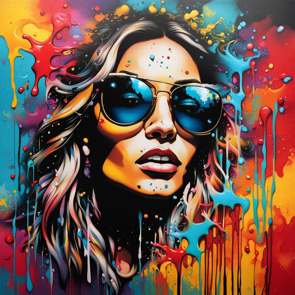 Street Art: Lady in Sunglasses with Graffiti