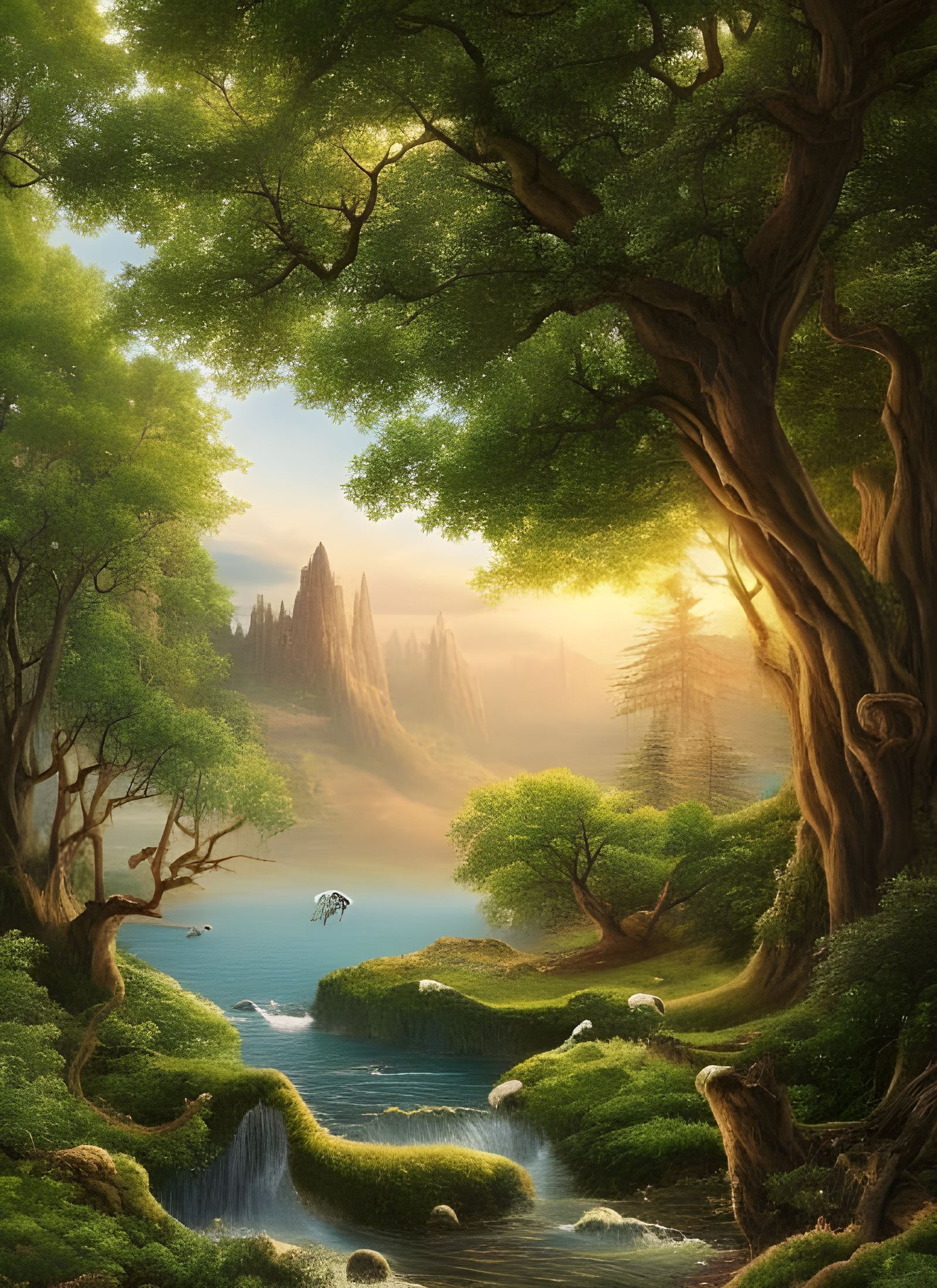 Hyperrealistic Landscape with Volumetric Lighting