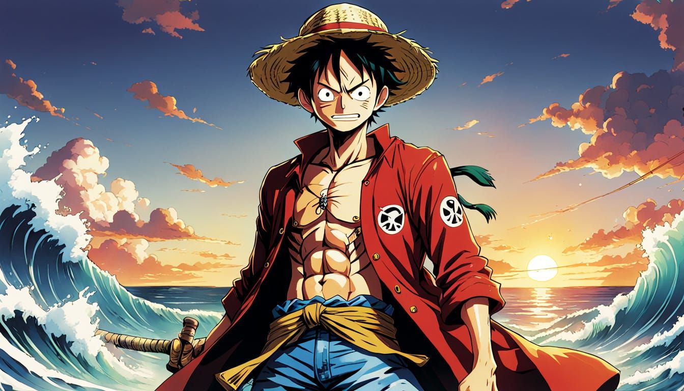 Luffy and Zoro Engage in an Epic Fencing Duel at Sunset