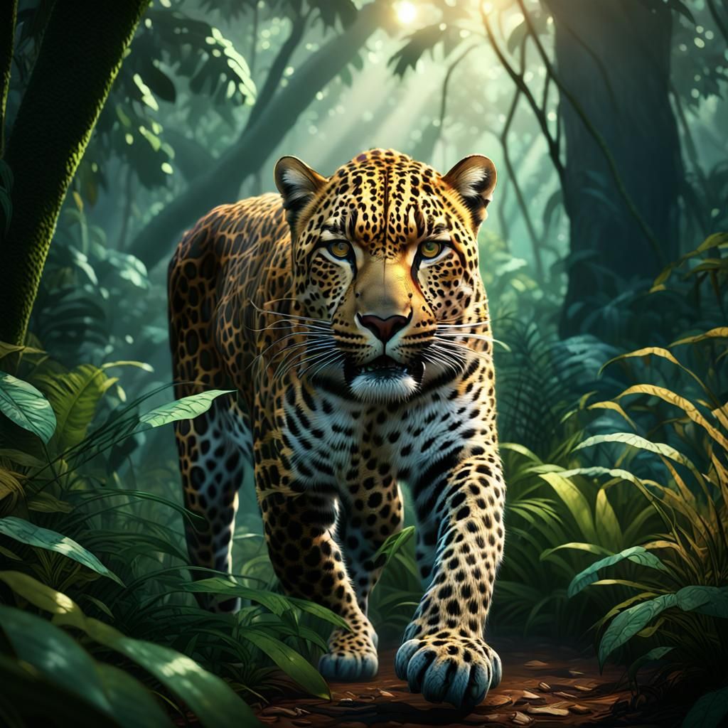 Leopard Emerges From Misty Jungle Shadows