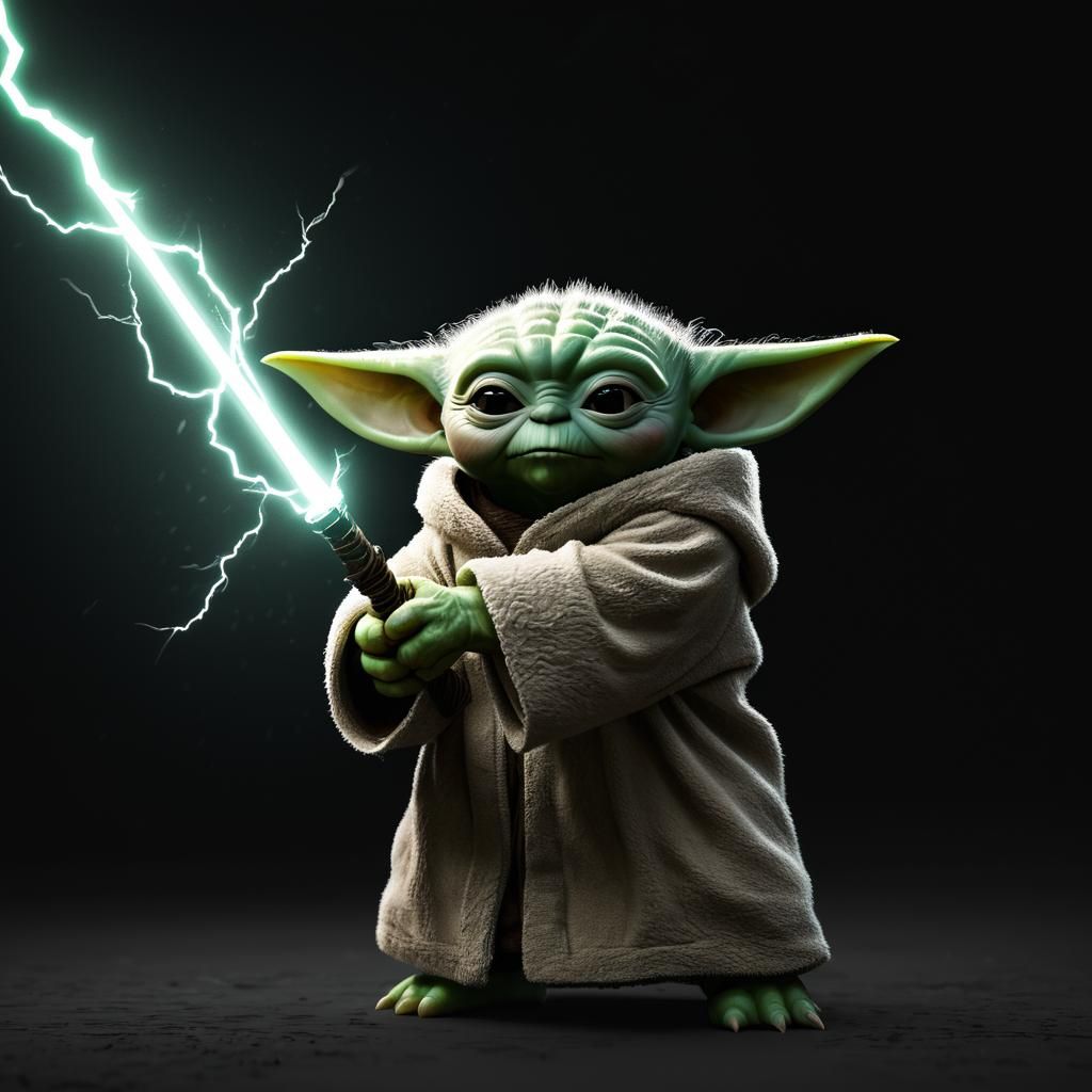 Fuzzy Yoda-Bear Throws Force Lightning