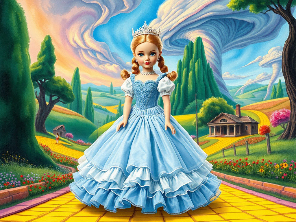 Barbie in Oz, Antique Gown, Watercolor Illustration