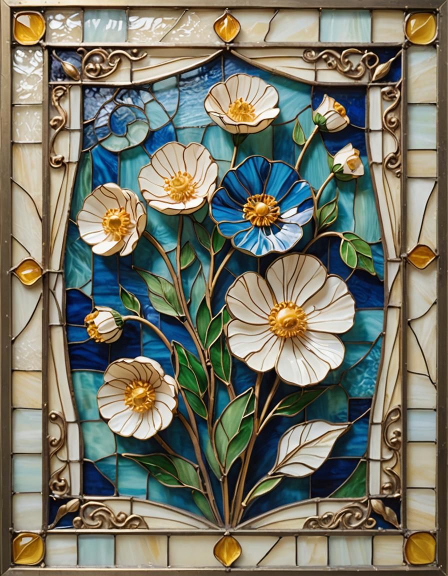 Stained Glass Buttercup in Tiffany Style