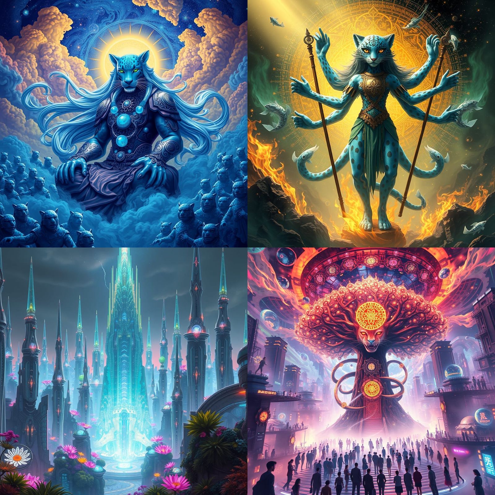 City of Fire Flooded with Geometric Light