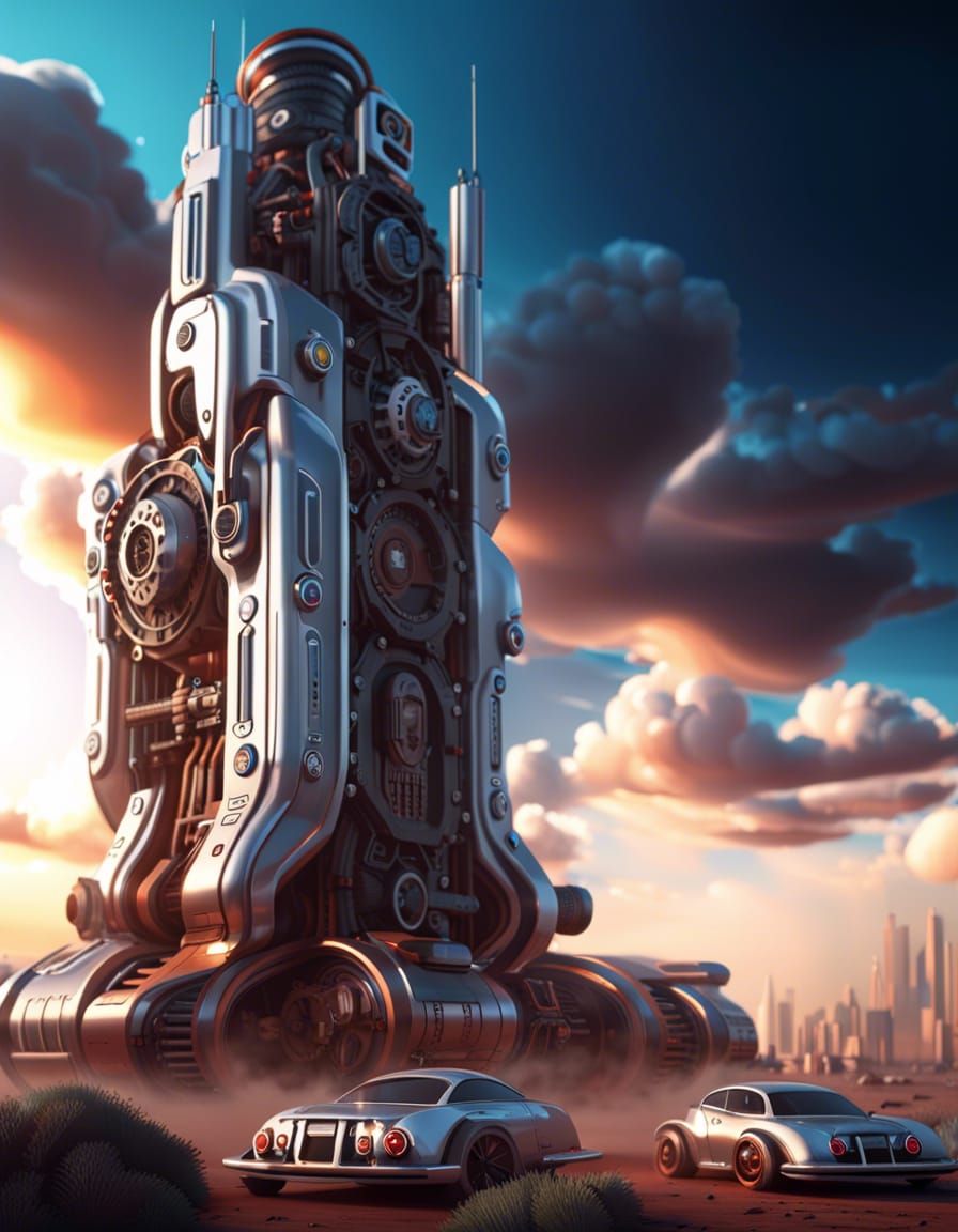 Post-Apocalyptic Mecha Skyscraper in 8K Resolution