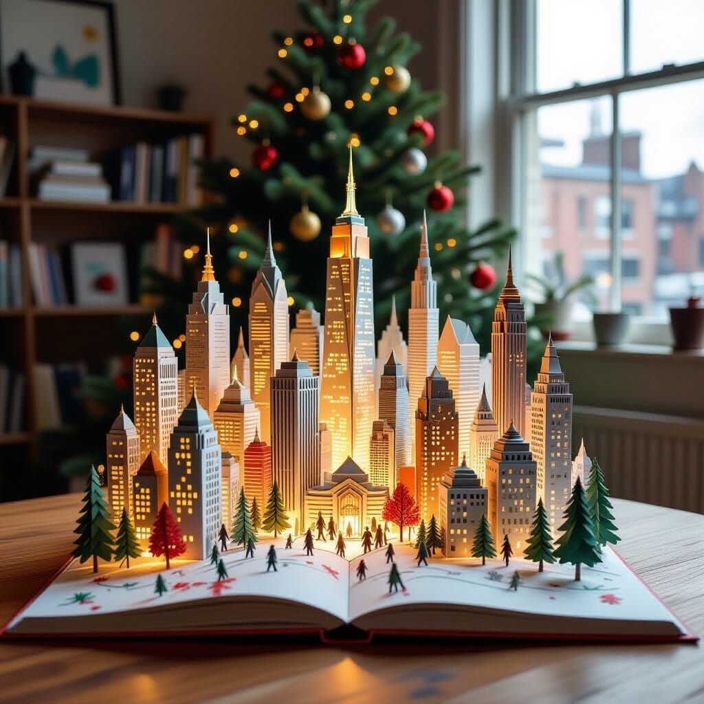 Paper Metropolis Diorama with Origami Skyscrapers