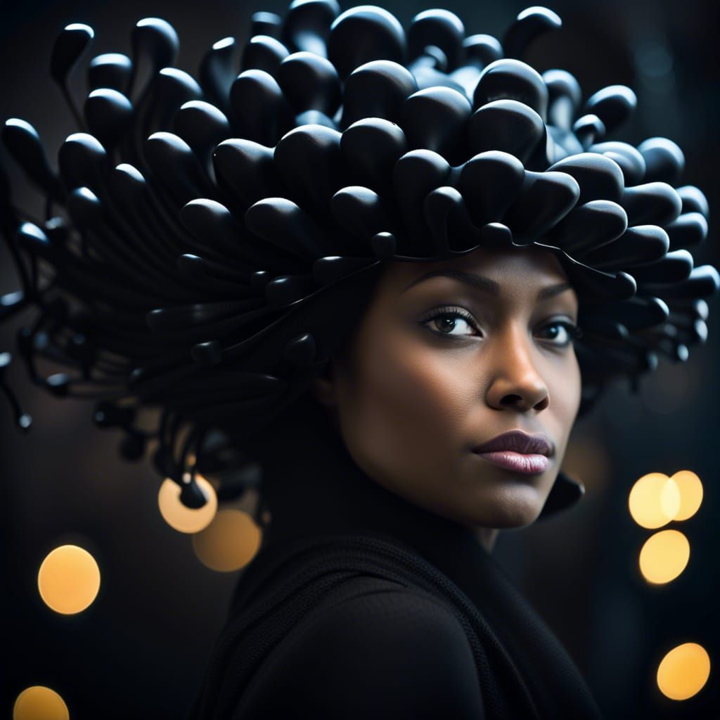 Black Medusa Portrait in Professional Photography Style