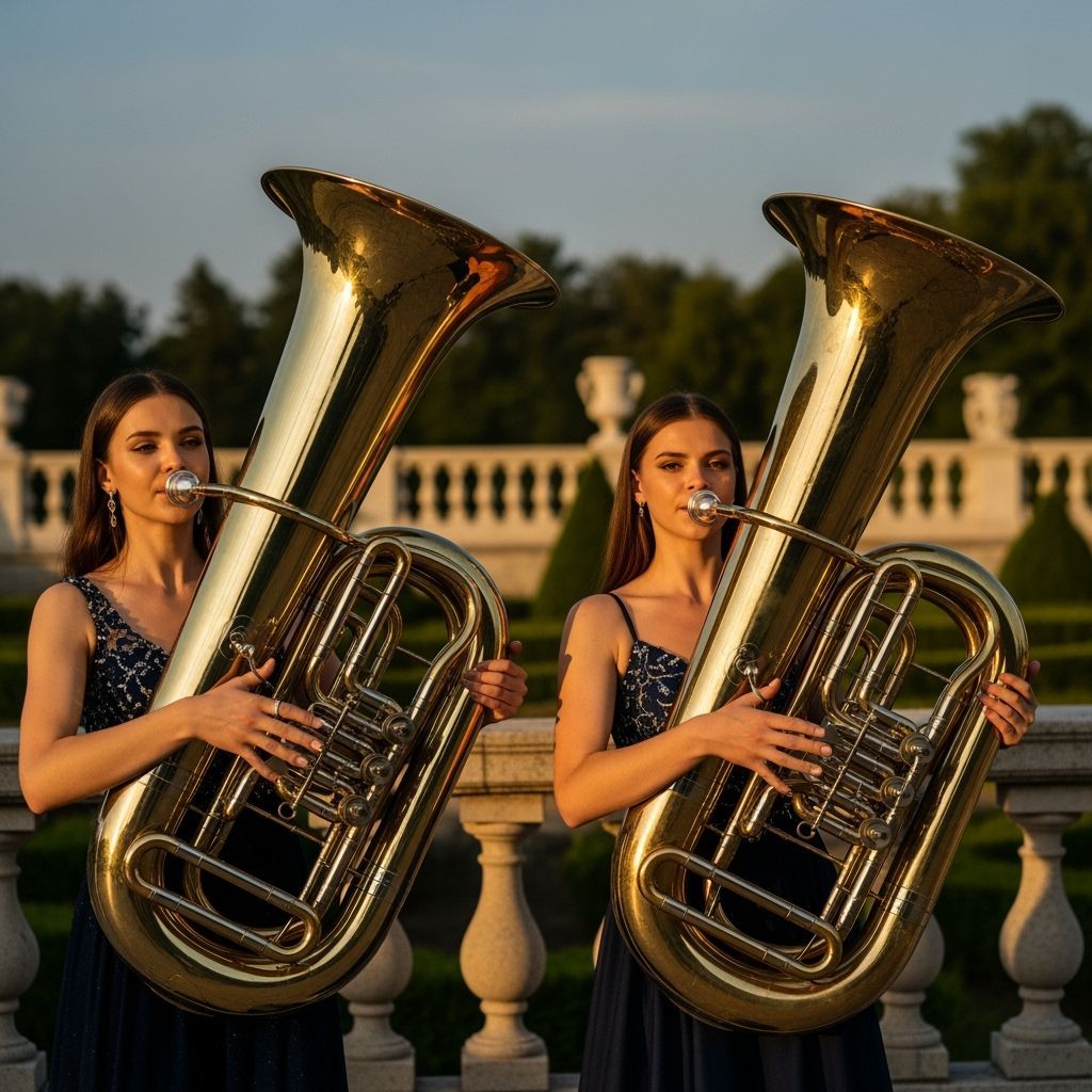 Women Play Massive Tubas in Golden Afternoon Light