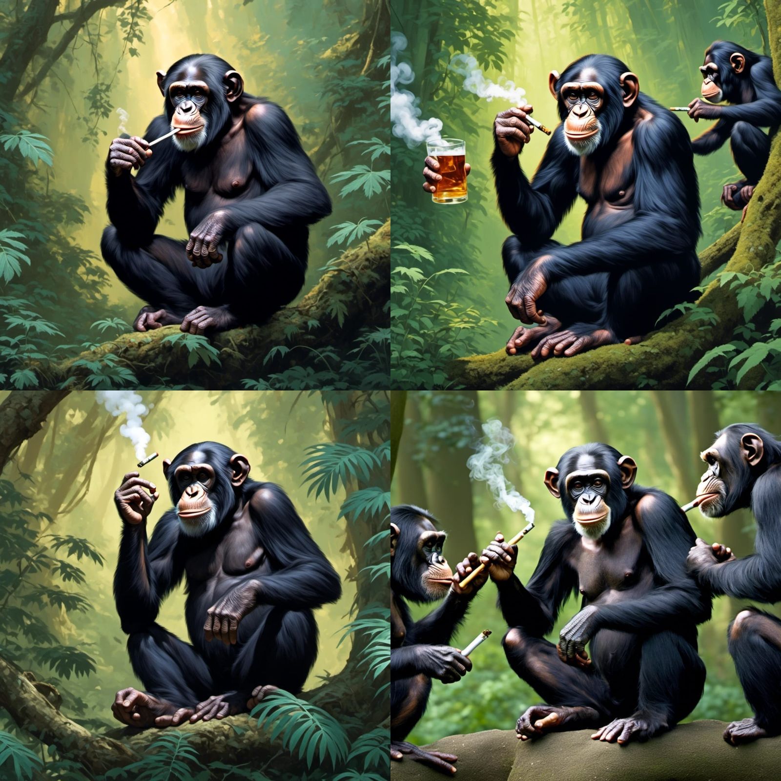 Chimpanzees Smoking Marijuana Together