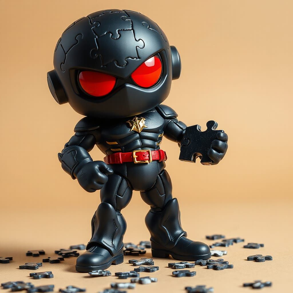 Cartoon Superhero Collectible Figure With Puzzle Piece Desig...