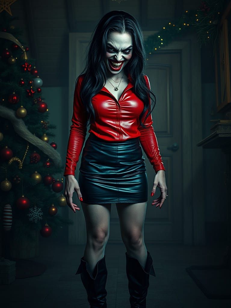 Photorealistic Horror Portrait of a Scary Alien Woman