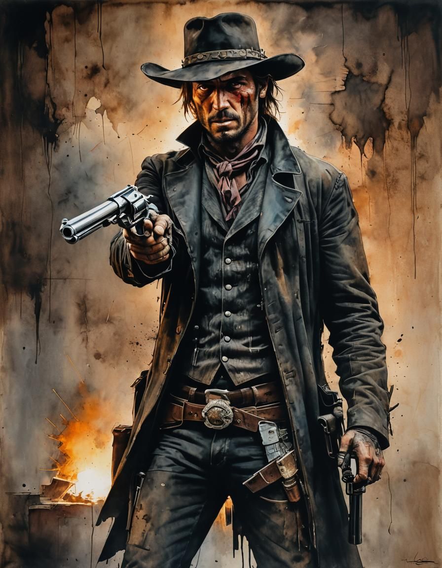 Undead Gunslinger Bandit in Dusty Western Town