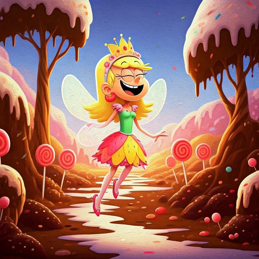 Imagine Leni Loud from The Loud House as a candy fairy, flut...