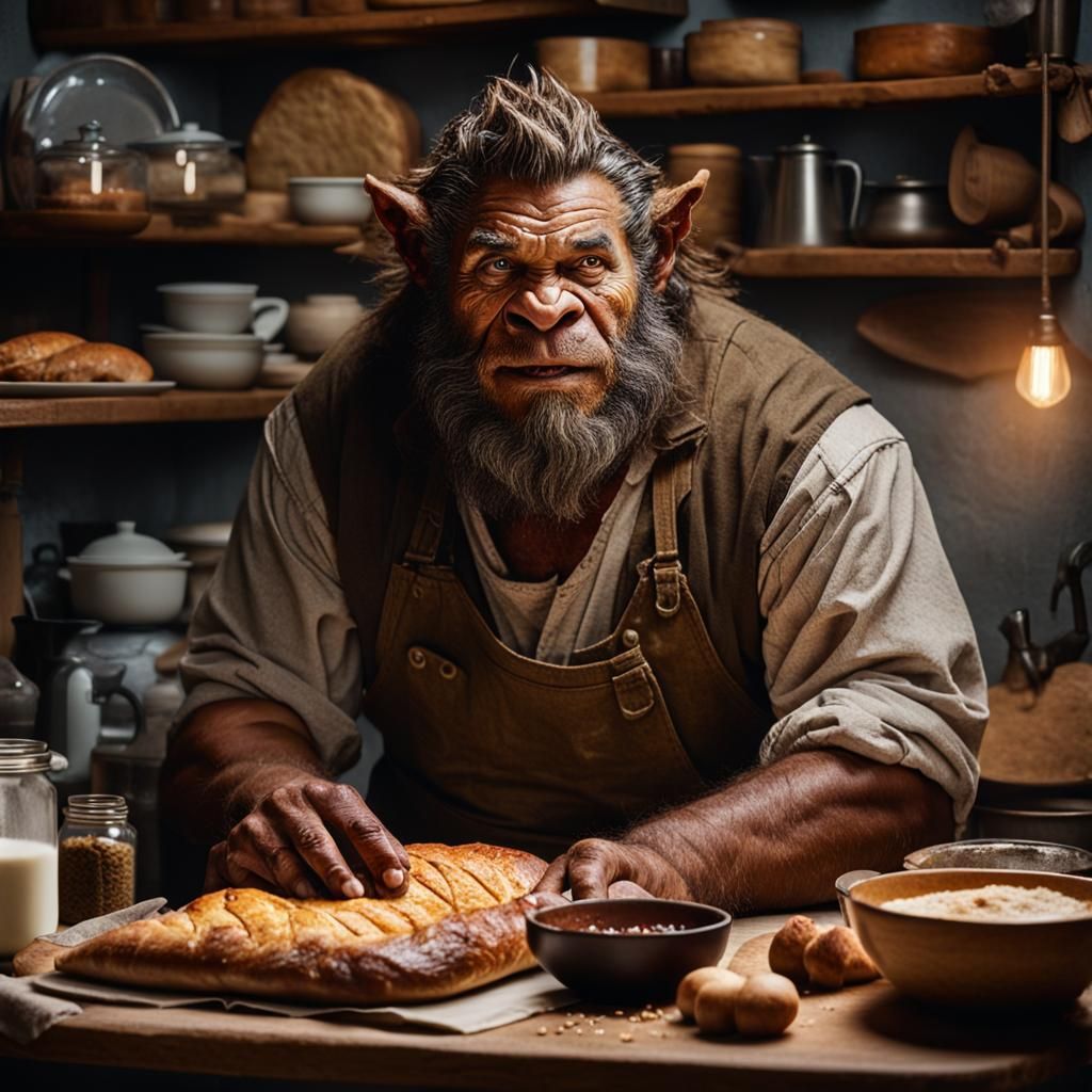 Kind Bugbear Baker in Cosy Kitchen Portrait