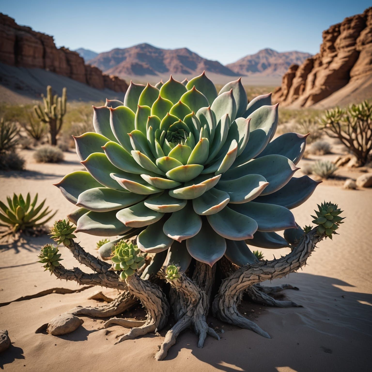Sculptural Succulent in Arid Landscape: Fantasy Concept Art