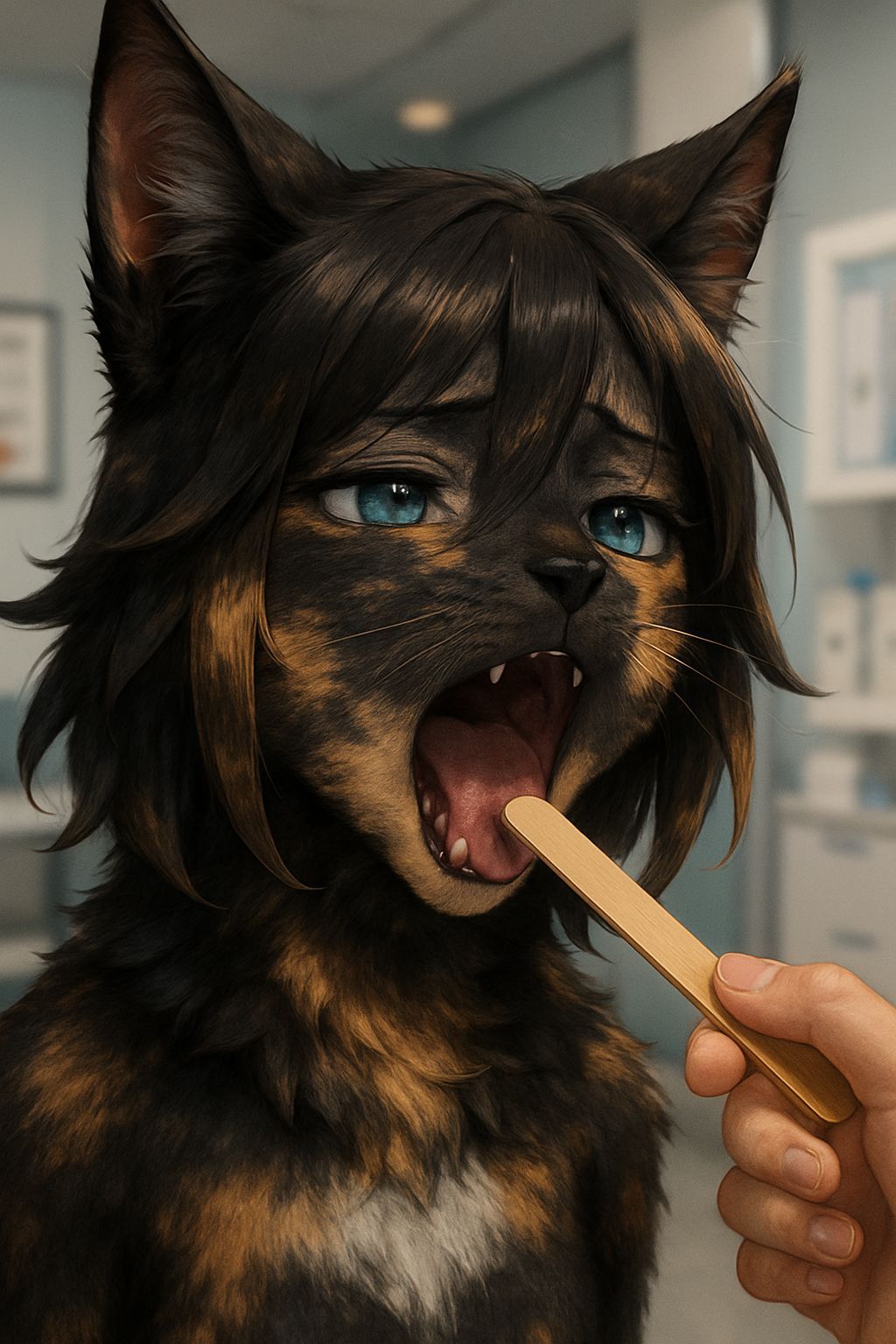 Anime Cat at the Doctor's Office