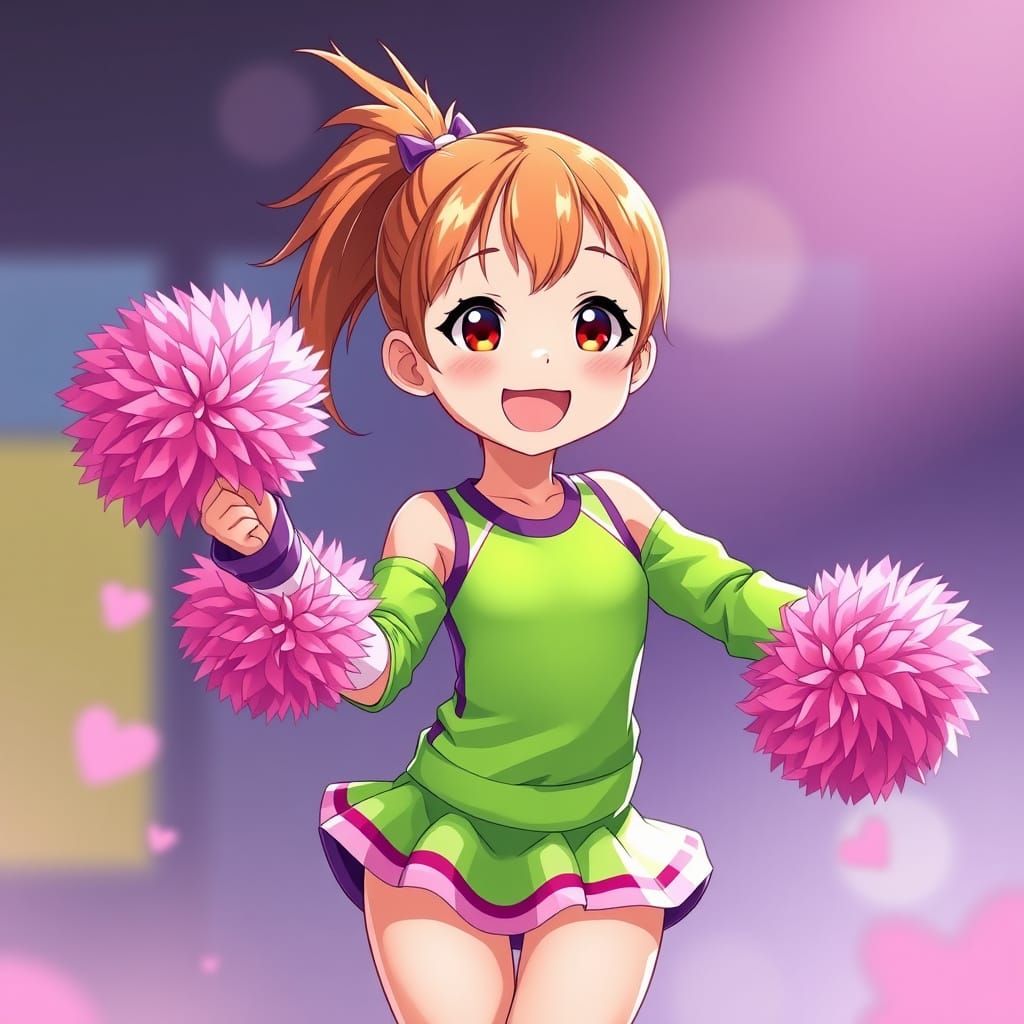 Whimsical Anime-Inspired Cheerleader Dances with Joy