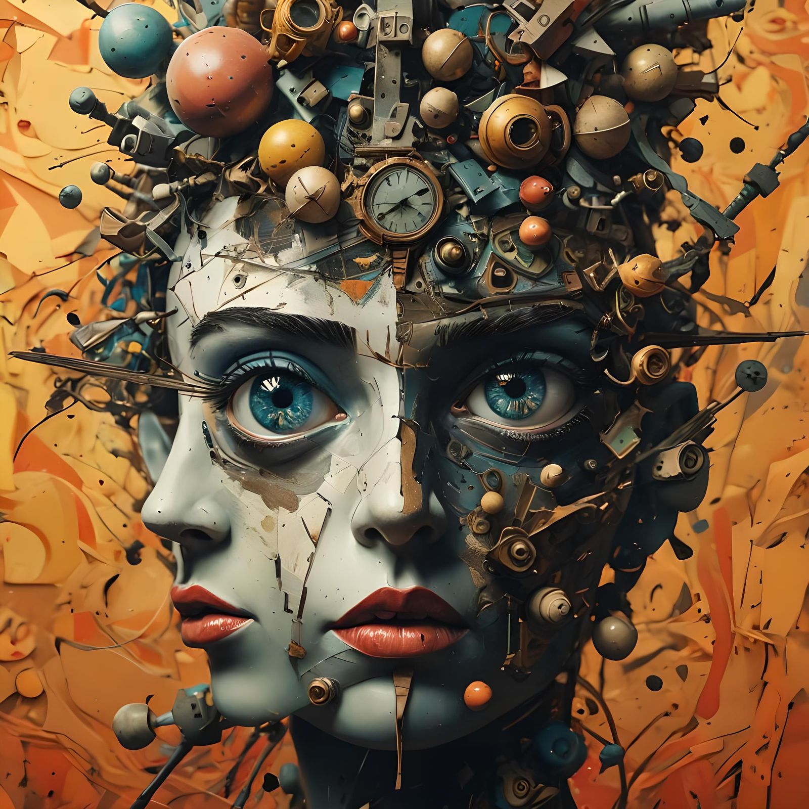 Surreal Anime Artwork in Cubist Style