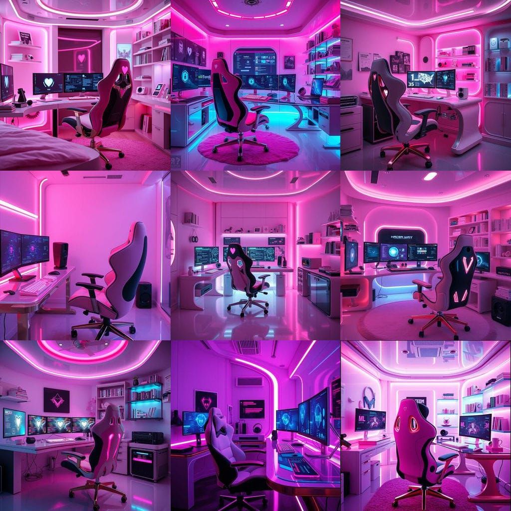 Futuristic Coquette Hacker Bedroom in Pink and Violet