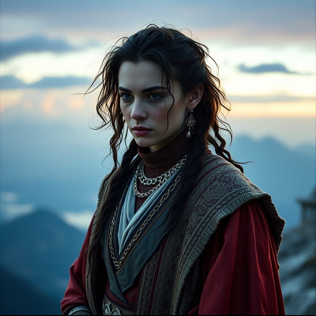 Dramatic Figure in Breathtaking Scenery, Cinematic Film Stil...