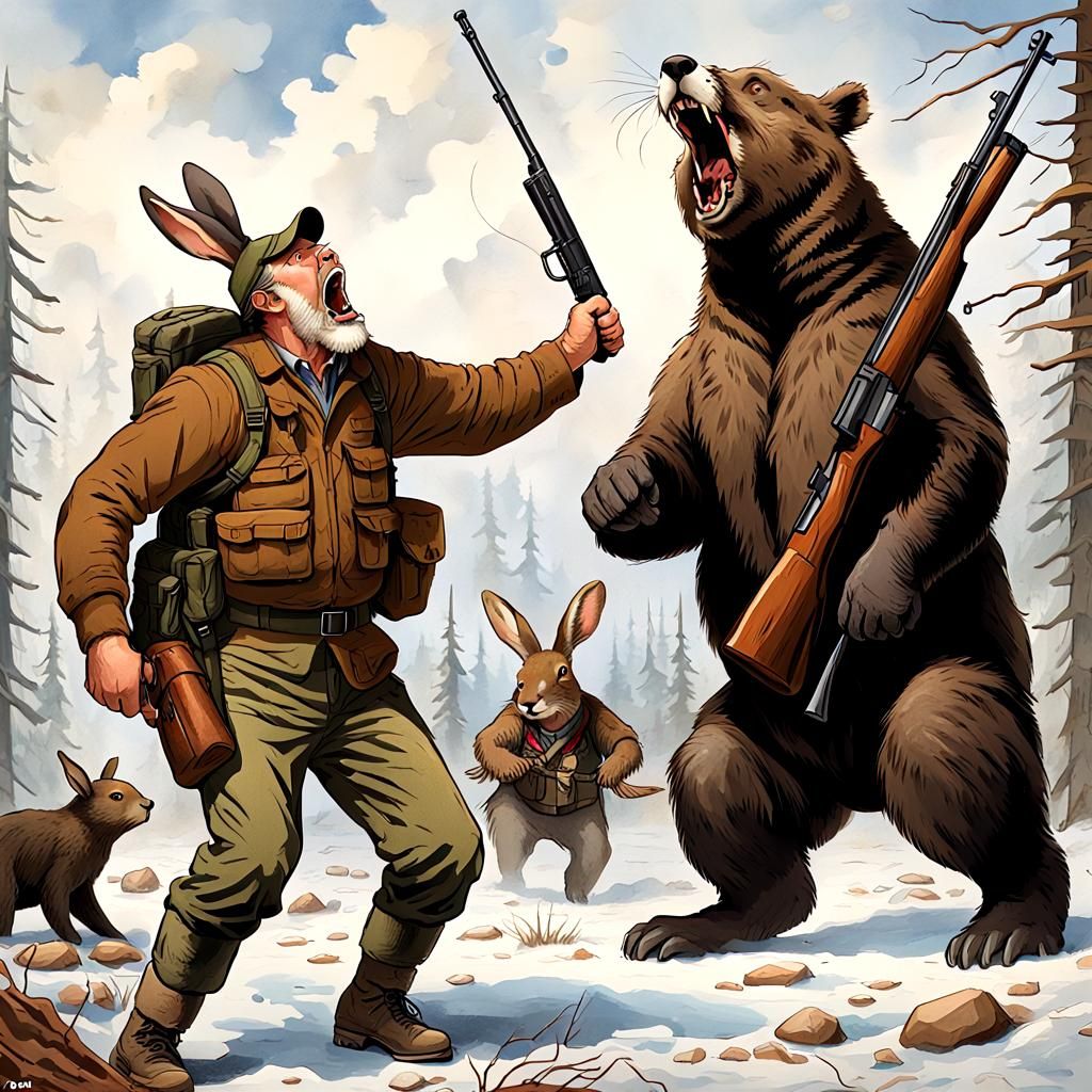 Hunter's Shock: Surprised by a Giant Rabbit