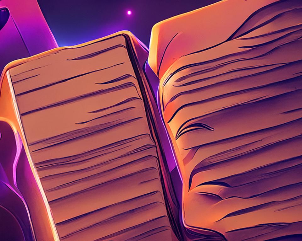 Orange Writings on Purple Surface in Surreal Style