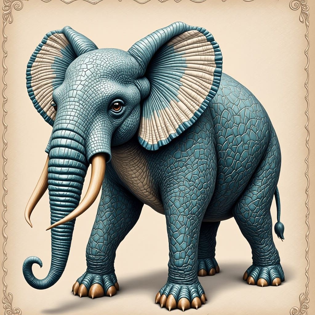 Exquisite French Art Nouveau-Inspired Mosaic Elephant