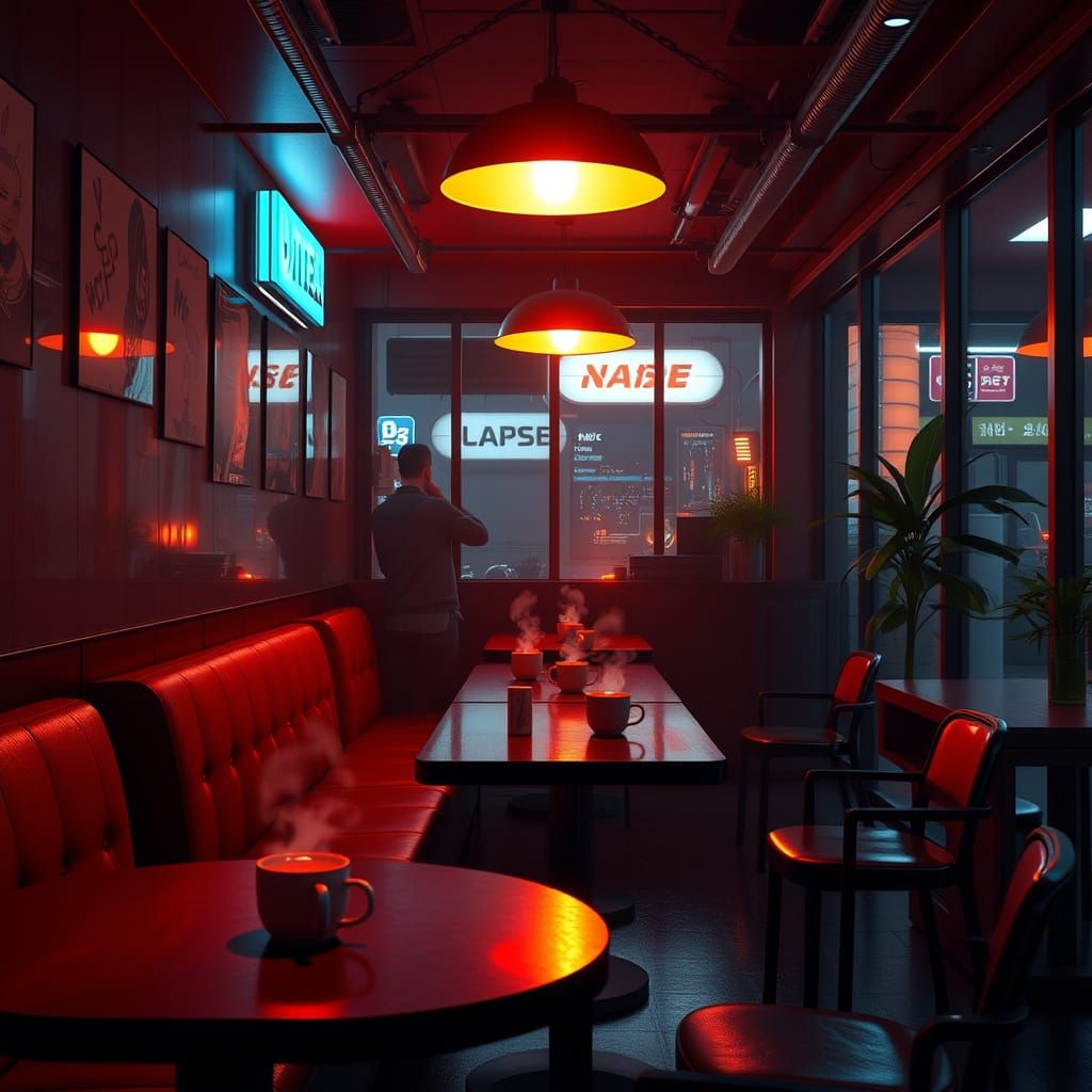 Hyper-Realistic Cafe Interior in Modern Studio