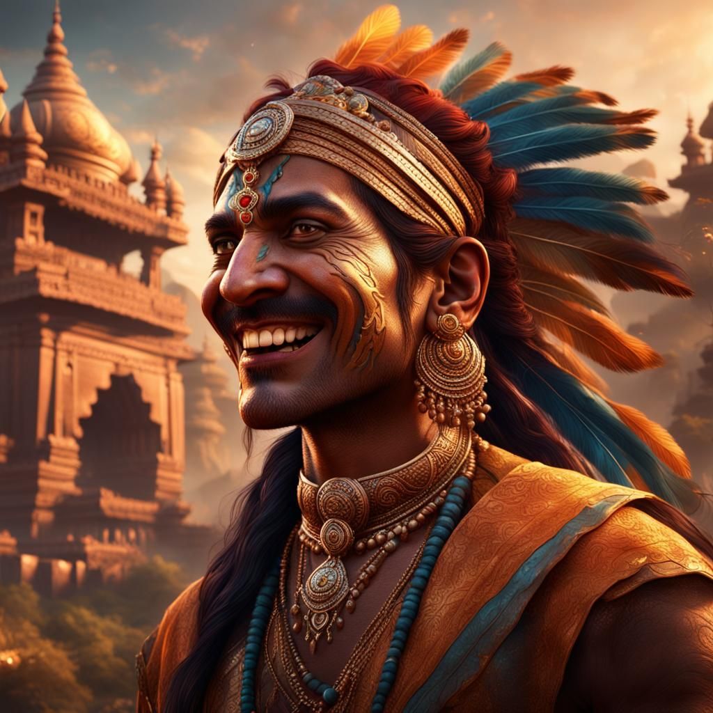 Smiling Indian Person: Detailed Matte Painting