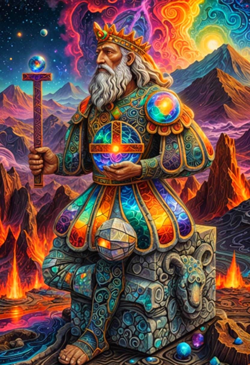 Stone Emperor on Volcanic World, Abstract Illustration