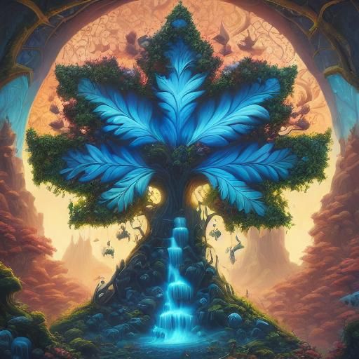 Island with Giant Cannabis Plants: Fantasy Art