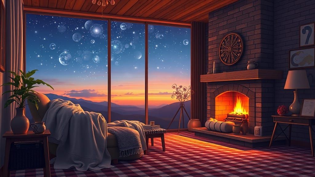 Peaceful Living Room in Astral Mixed Media