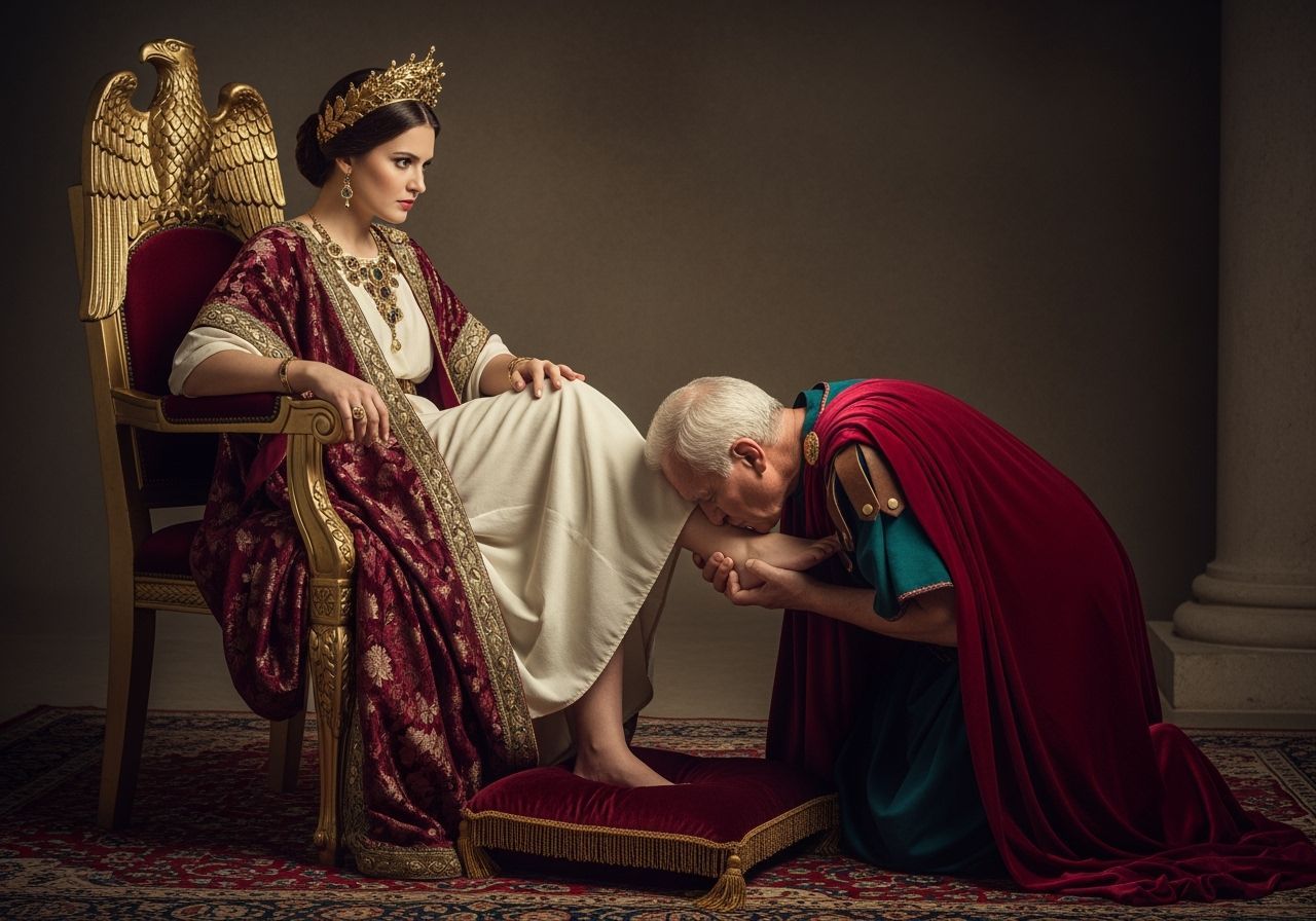 Stern Roman Empress on Eagle Throne