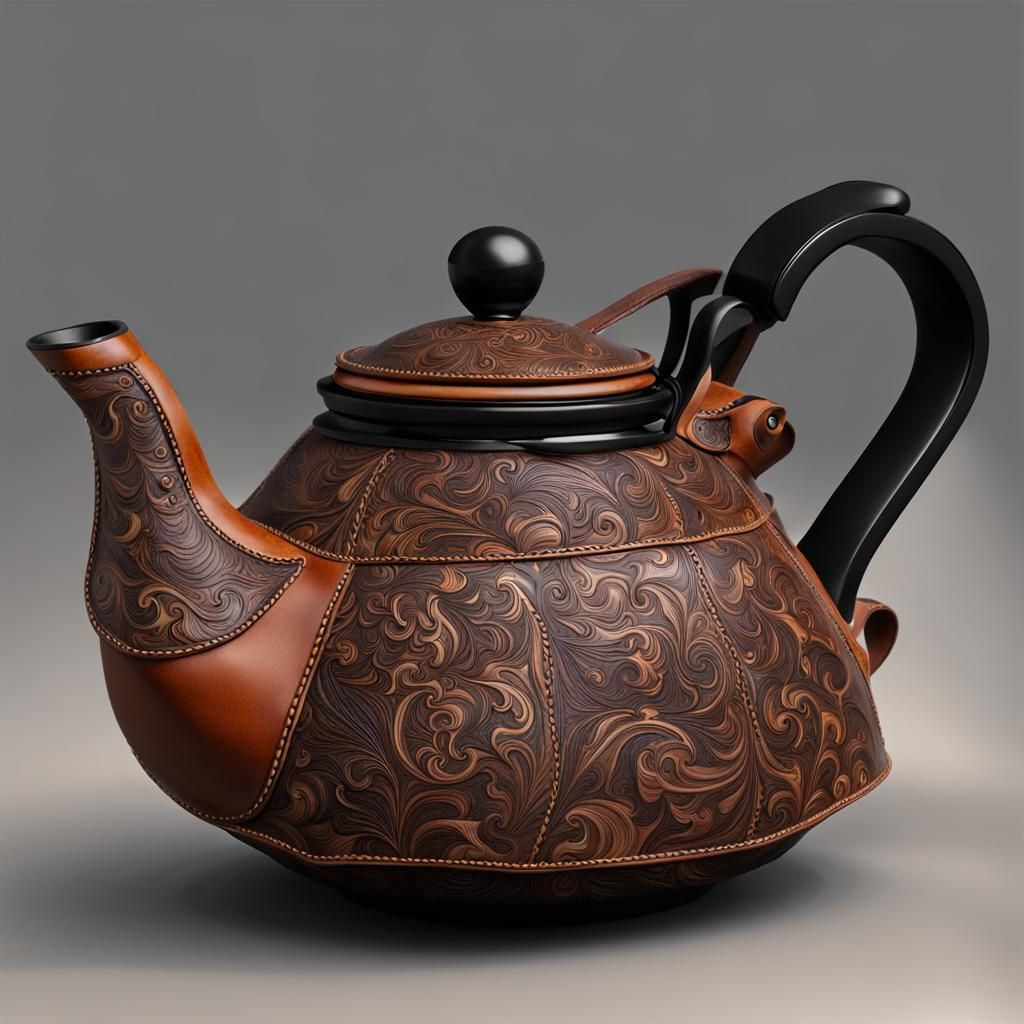 Leather Teapot in the Style of Raphaella Spence