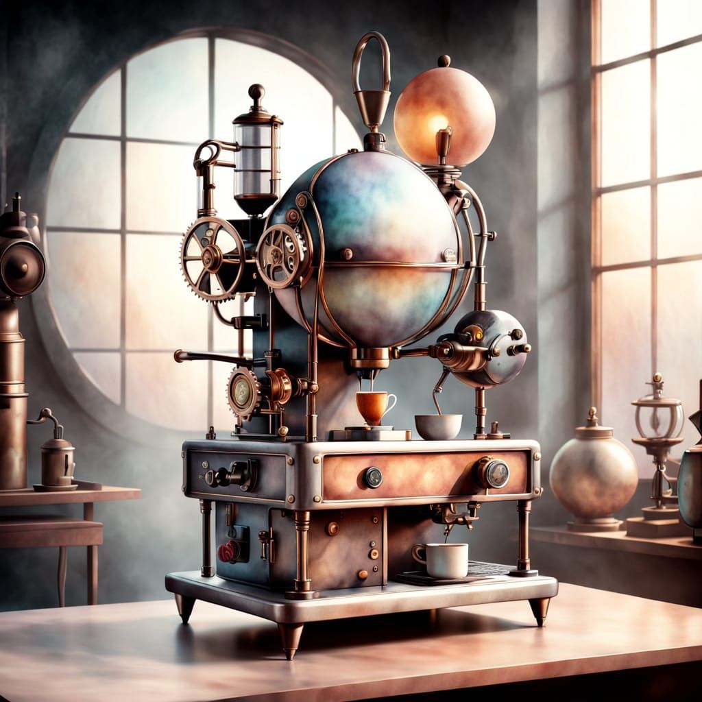 Steampunk coffee machine