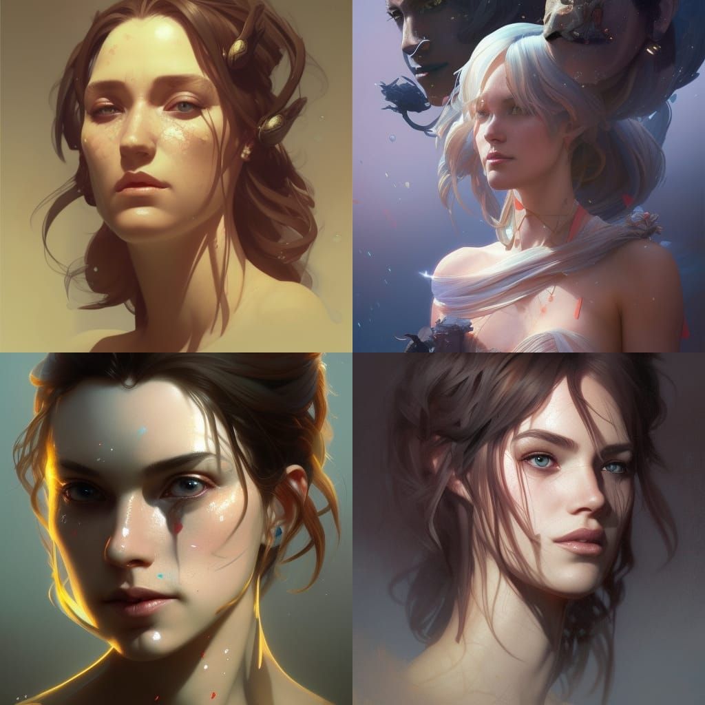 Detailed Portrait of The Fates in Splash Art Style