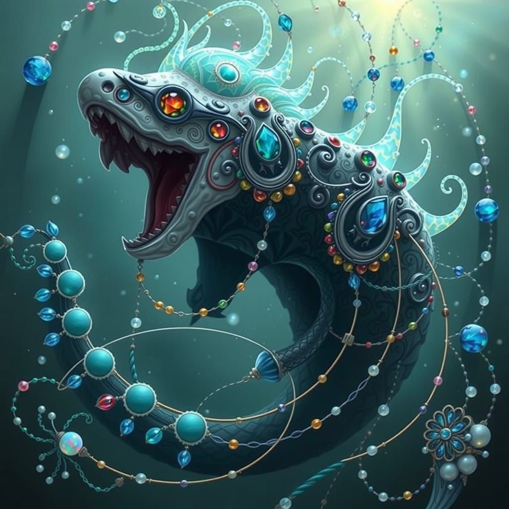 Ornate Gemstone Bead Necklace in Art Nouveau Style