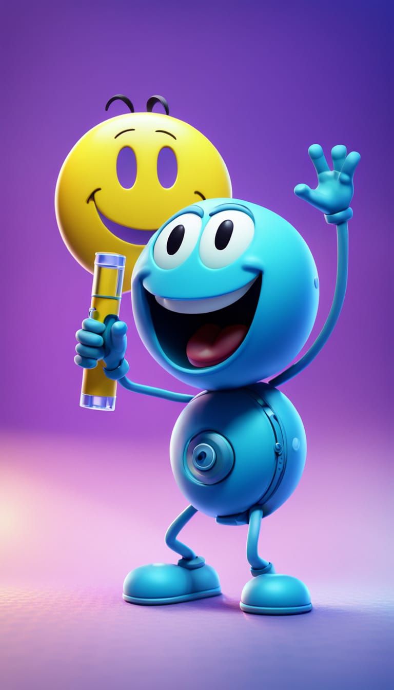 Dancing Amoeba with Smiley Face on Microscope Slide