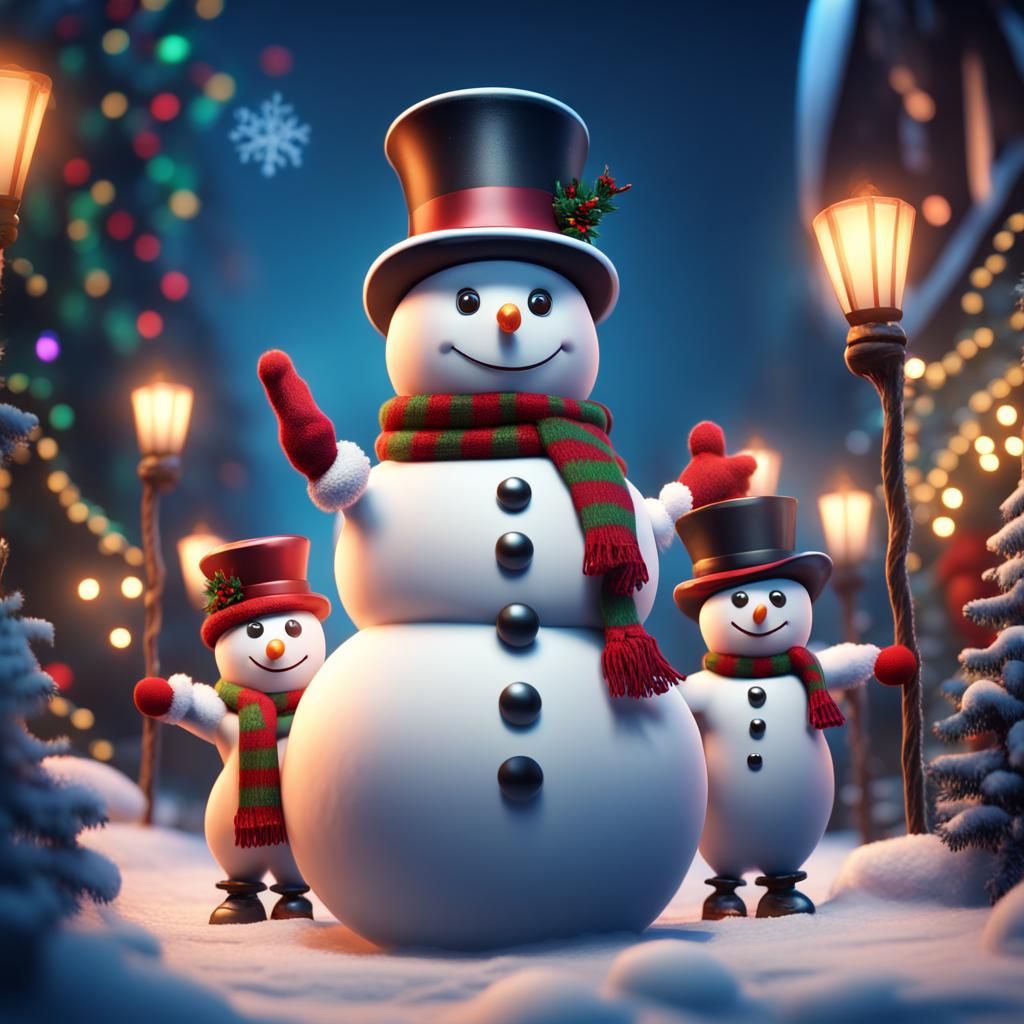 Snowman Family at Christmas Light Show