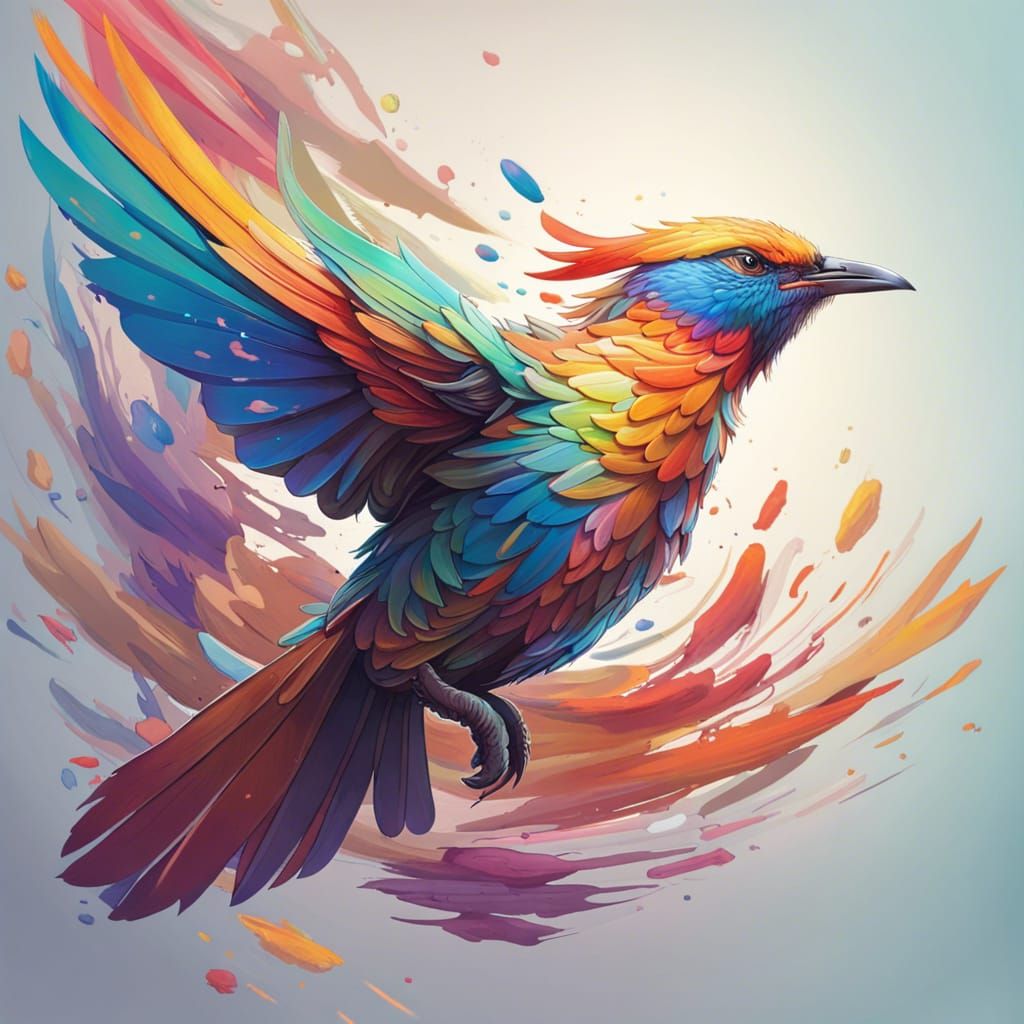 Colorful Bird in Flight: Hyperdetailed Digital Portrait